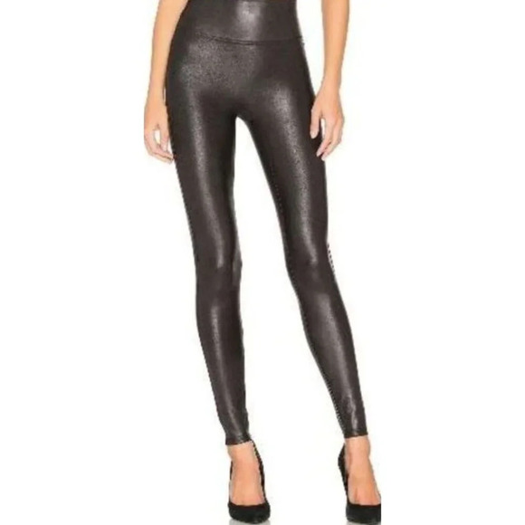 SPANX Faux Leather Leggings Black-sz Medium - Picture 1 of 10